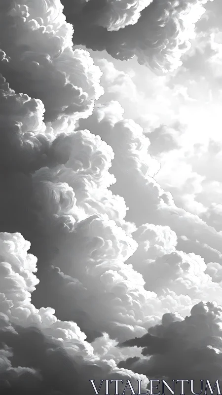 Silver-lined storm clouds curling toward quiet daylight.