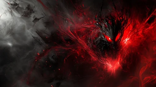 Infernal wraith emerging from swirling crimson void.