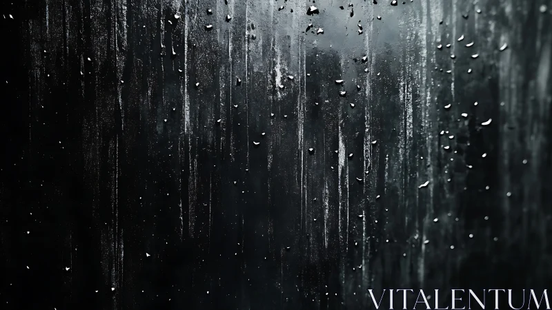 Rain streaks on dark glass surface create abstract vertical field
