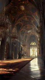 Baroque palace hall glows with gilded vaulted ceilings.