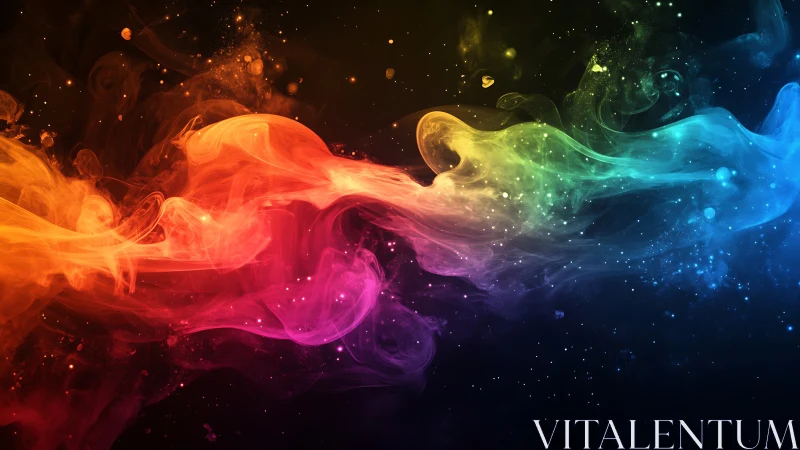 Flowing rainbow nebula of dreamy swirling cosmic color.