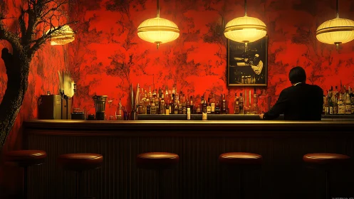 Upscale Cocktail Bar Interior Design. Modern minimalist style.