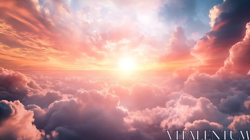 Volumetric sunrise over stratiform cloud deck in warm spectrum.