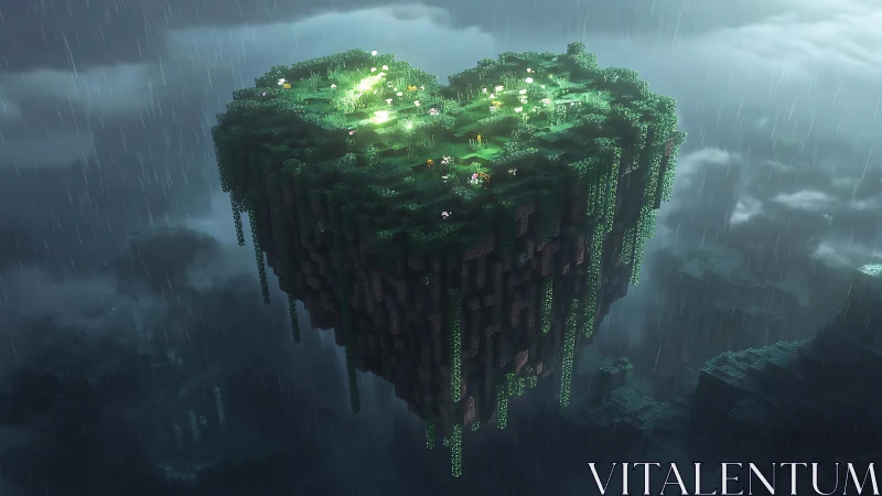 Floating Island Paradise Suspended Above Clouds.