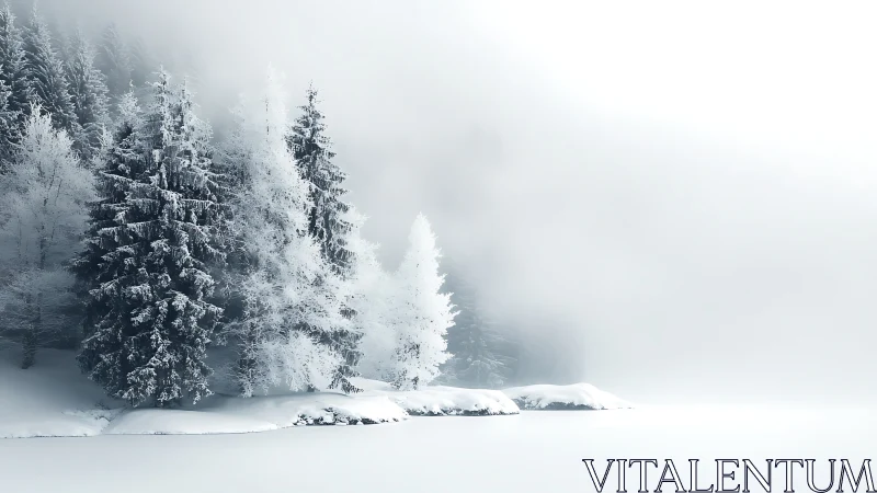 Whispering frost forest on a silent milk-glass lake horizon.