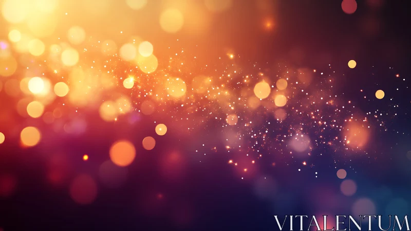 Warm Abstract Bokeh Lights in Gradient Background, Digital Art.
