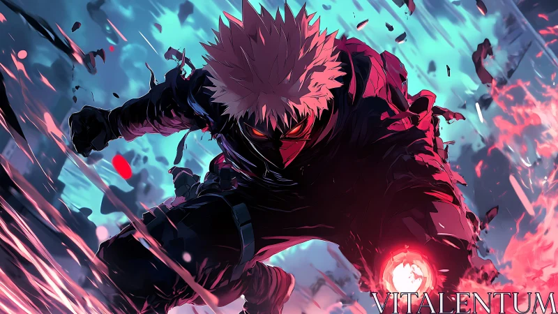 Explosive cyber-kinetic striker in high-velocity descent.