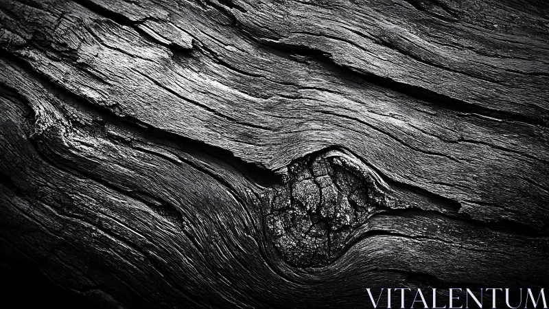 Close-up of Weathered Wood Grain in Dramatic Black and White.