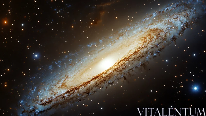 Starlit spiral galaxy glides through velvet cosmic dusk