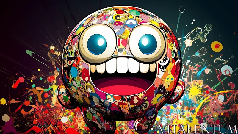 Explosive pop art character radiates chaotic neon joy