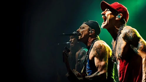 Tattooed rock trio ignites the stage with roaring neon light