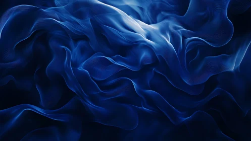 Fluid blue volumetric waveforms with translucent fabric-like mesh