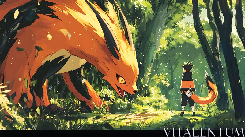 Forest pact between fox titan and lone ninja boy.