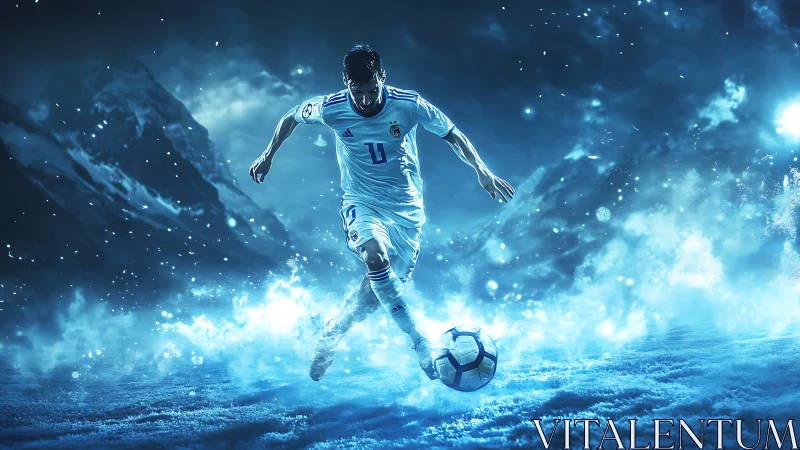 Glacier-born striker weaving blue lightning across night fields.