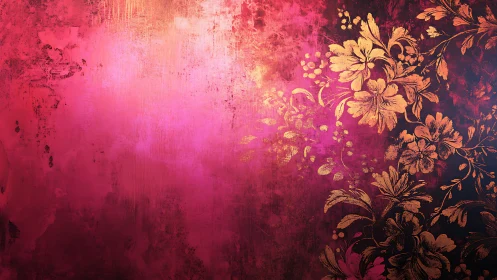 Golden florals drift like sparks across a velvet dusk haze