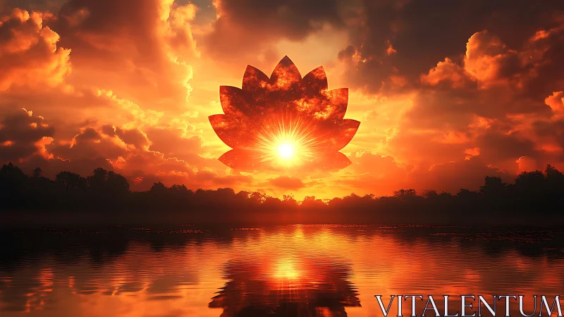 Sunflower sky blooms over molten reflections at dusk