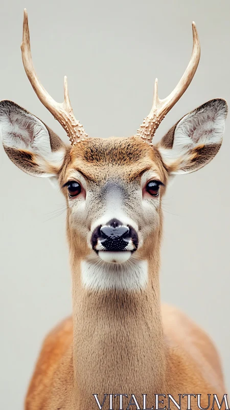 Young deer gazes calmly forward in minimalist portrait.