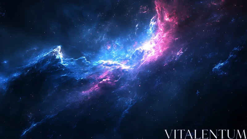 Glowing cosmic nebula in dreamy pink and blue starlight.