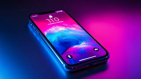 Modern Smartphone Glows with Vibrant Neon Energy.