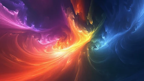 Multicolored fractal vortex structure forms swirling gradients