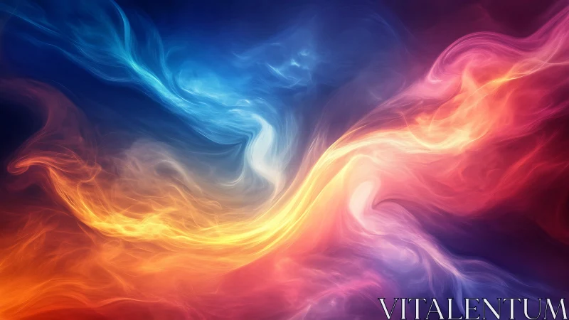 Flowing Energy Waves: Blue and Orange Abstract Collision.