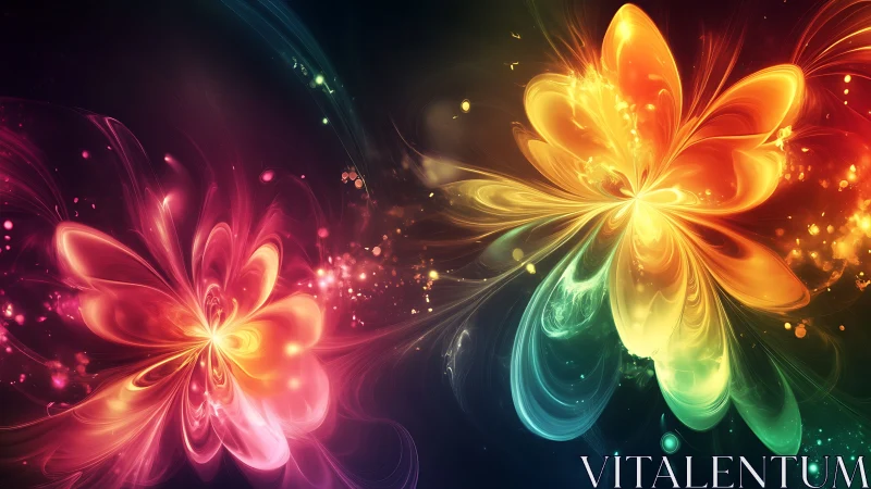 Bifractal luminous flower vortices in chromatic fluid dynamics.