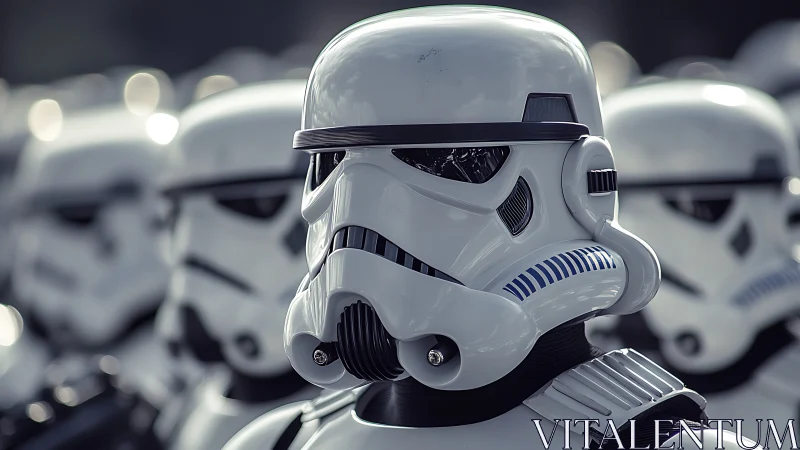 Close view of stormtrooper armor in tight formation.