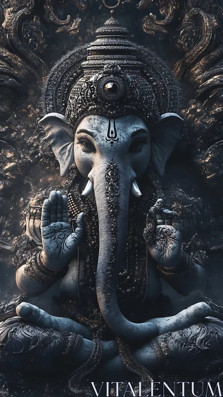 Detailed digital deity with ornate elephant-headed form.