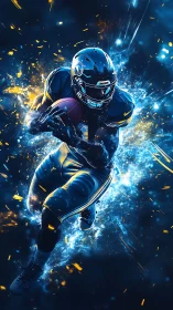 Electric gridiron sprint amid glowing cosmic sparks.