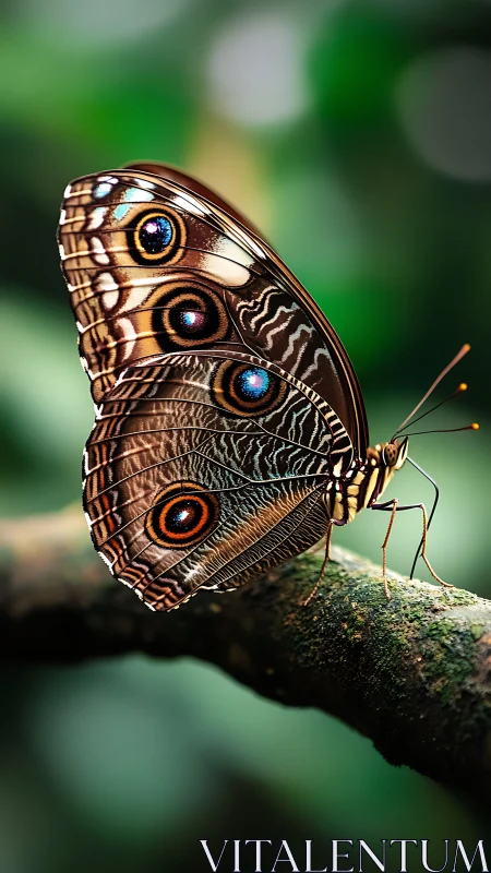 Butterfly eye-spots shine like tiny galaxies in soft jungle blur
