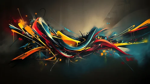 Abstract digital streaks form dynamic central ribbon band