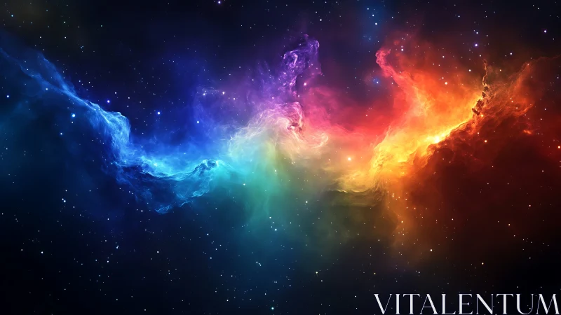 Spectral nebula arc with luminous multicolor ionized gases.