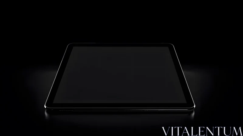 Modern tablet device in dramatic lighting, minimalistic black background.
