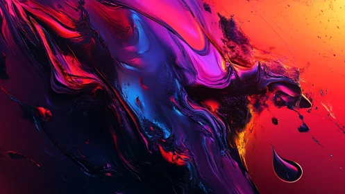 Molten neon waves collide in a vivid cosmic abstraction