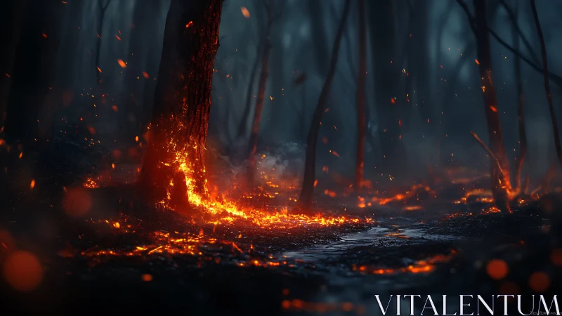 Forest Fire with Burning Trees and Ember Dispersion.