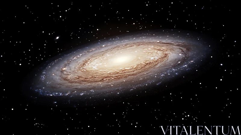 Spiral galaxy glows in dense starfield against deep space