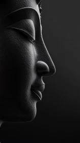 Profile view shows textured sculpted face in side lighting