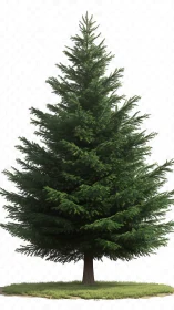 Evergreen pine standing quietly in a soft green clearing.