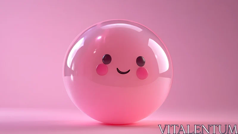 Smiling pink bubble friend glowing in soft pastel light.