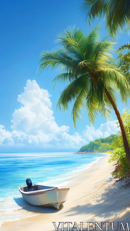 Tropical Escape: Palm Tree Beach Paradise.
