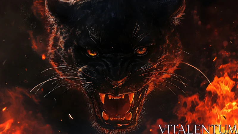 Inferno Predator: Black Panther Wreathed in Crimson Flames.