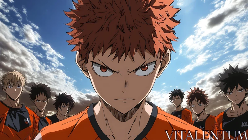 Intense anime volleyball captain leads a united, focused team.