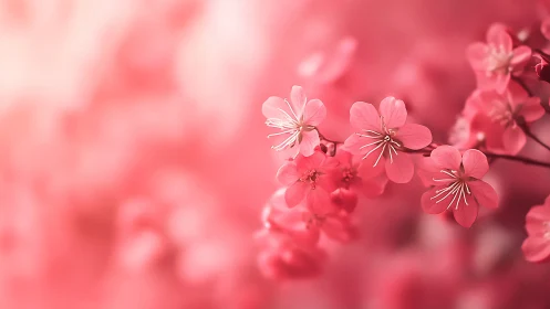 Pink flowering shrub with shallow depth of field rendering