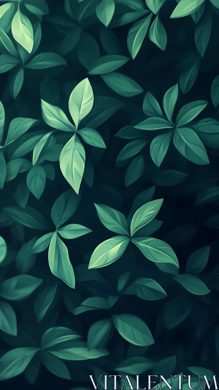 Green leaf clusters form layered foliage over dark background