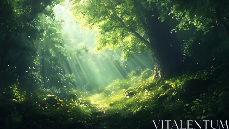 Luminous Cathedral of Green Light Rays.