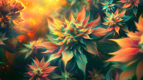 Neon fractal blossoms glow inside luminous abstract garden