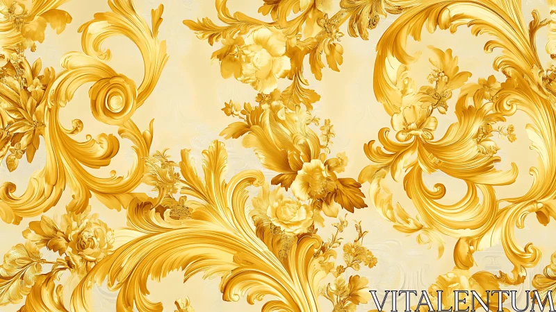 Baroque gold flourishes swirl in lavish floral echoes.