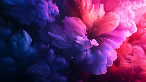 Neon vortex bloom over dark clouds in abstract digital art.