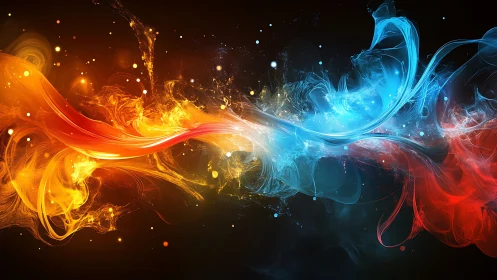 Fire and Ice Collision: Opposing Energy Forces in Motion.