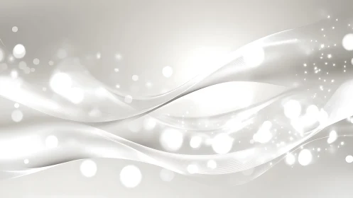 Abstract white waves with glowing bokeh and light effects background.